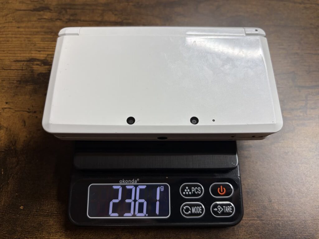 ニンテンドー3DS初期型の重さを測ると236.1g