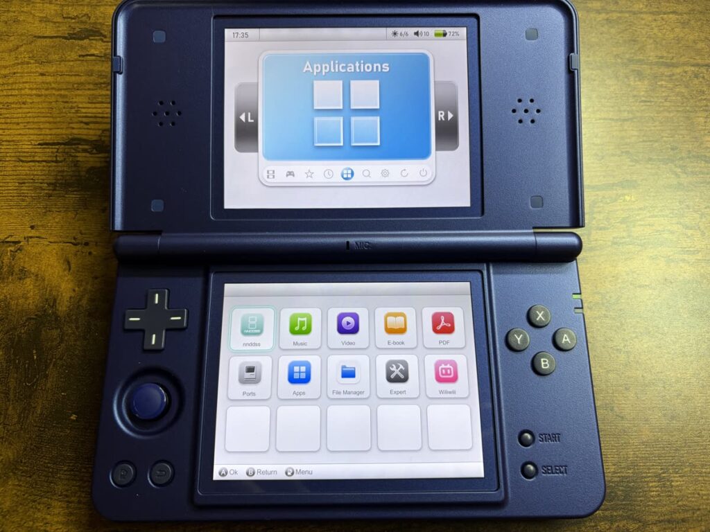 RG DS Plusのメニュー画面「Applications」